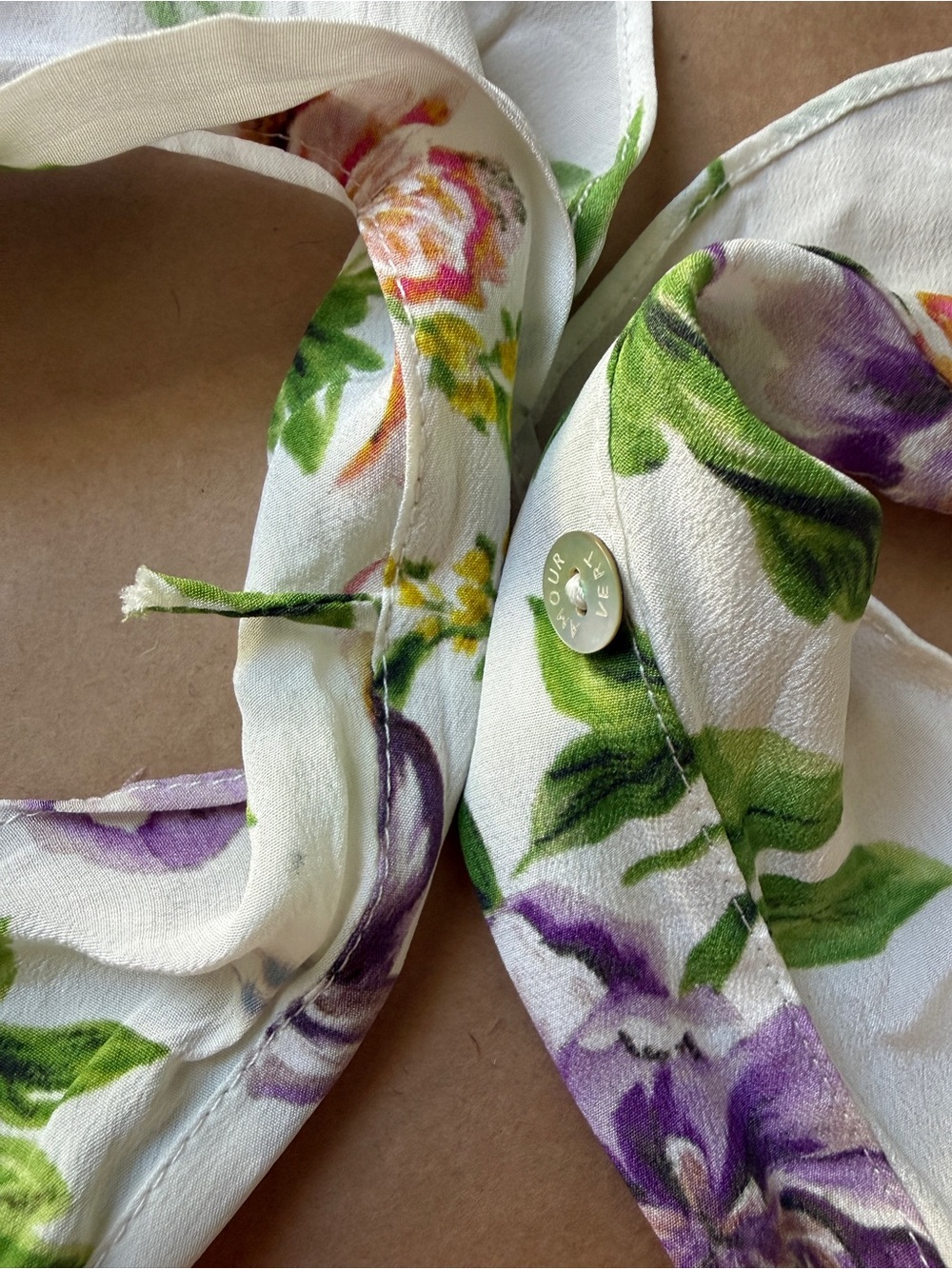 Amour‎ Vert Silk Floral Midi Dress Women's Large White Romantic Ruffle Sleeve - Picture 11 of 14
